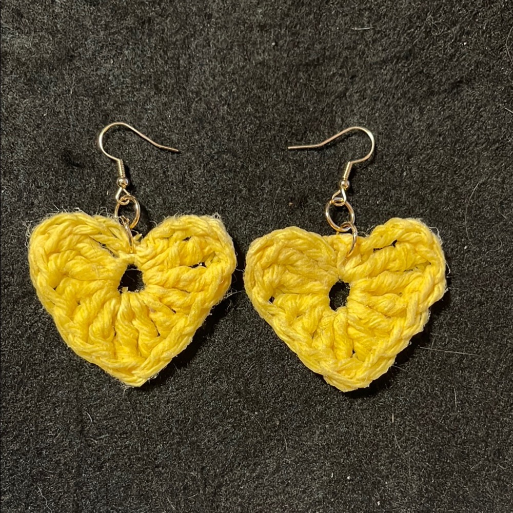 Handmade Yellow Heart Earrings